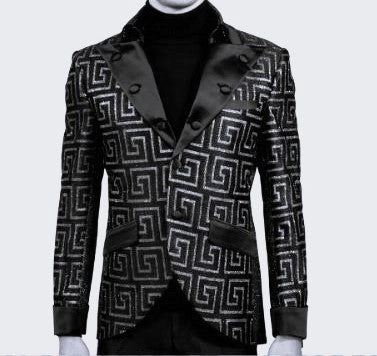 Sort Glitter Herrejakke LOUIS VINO LVB13: Elegance møder Fest! Klassisk design med et moderne twist.