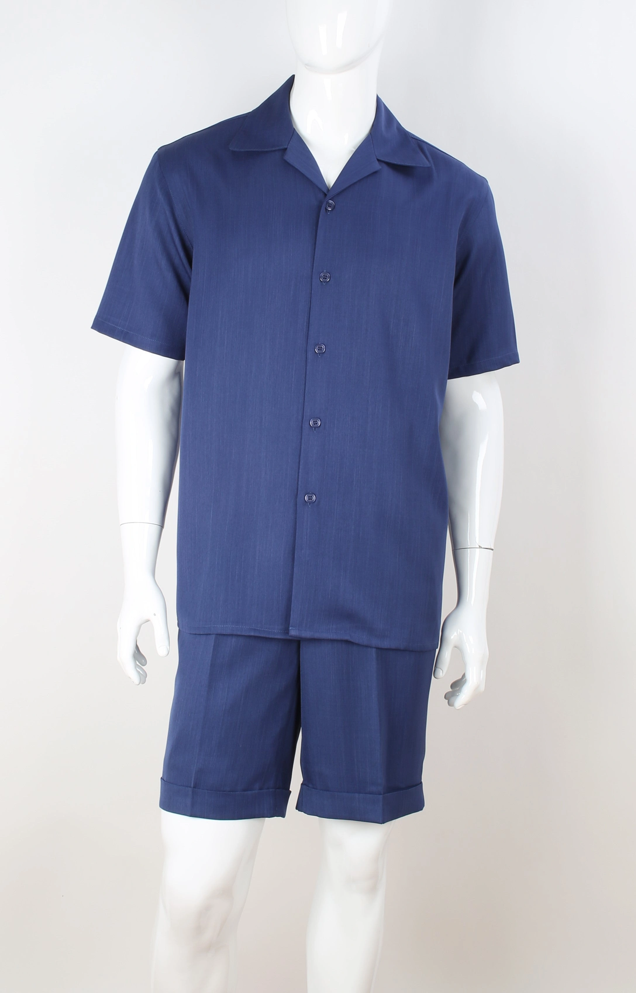 Blå sommerdrøm: Marineblå shortsæt til mænd, royal diamant stil, perfekt til solrige dage!